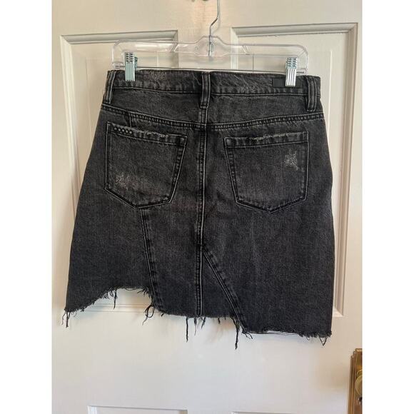 Blank NYC Black Distressed Assymetrical Jean Mini Skirt Women's 27 Goth Punk - Picture 2 of 12